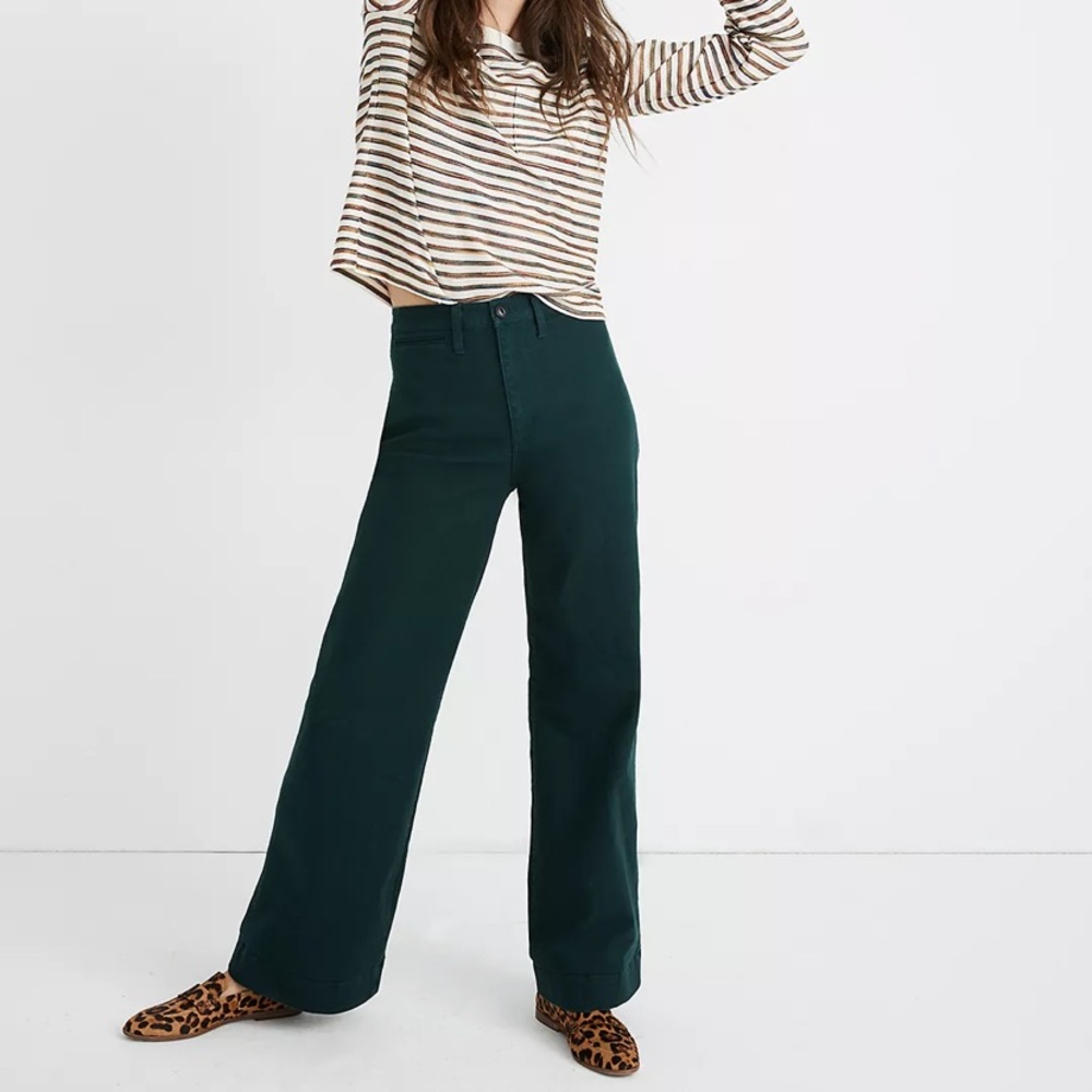 Madewell wide leg Emmett jeans in evergreen